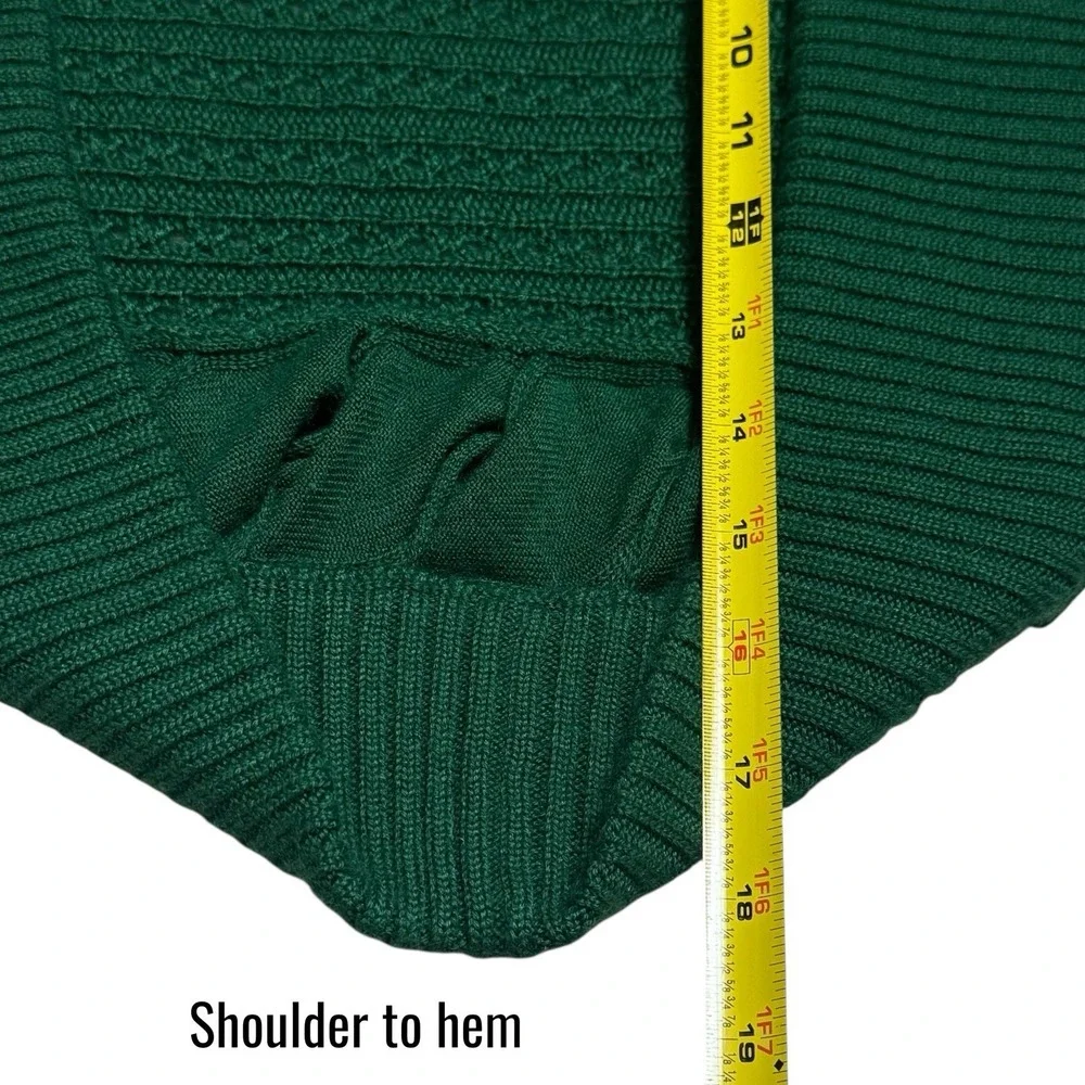 Oscar De La Renta Forest Green Silk‎ Cashmere Crop Cardigan Luxury Old Money L